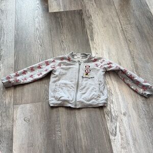 Disney Gray Kids Zip-Up Hoodie with Minnie Mouse and Red Bow Accents